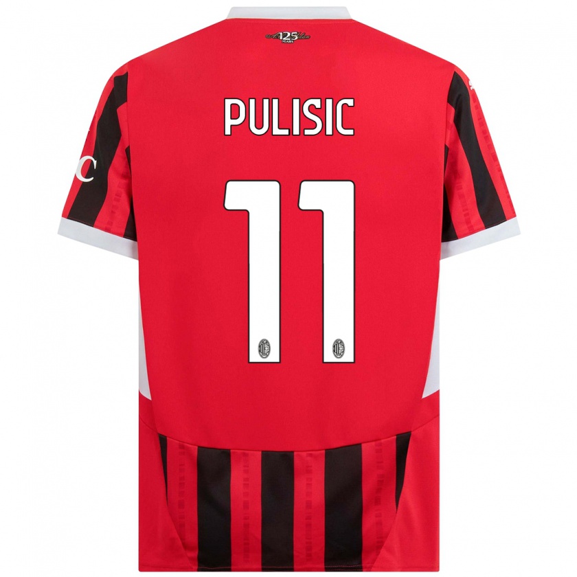 Kandiny Hombre Camiseta Christian Pulisic #11 Rojo Negro 1ª Equipación 2024/25 La Camisa Chile