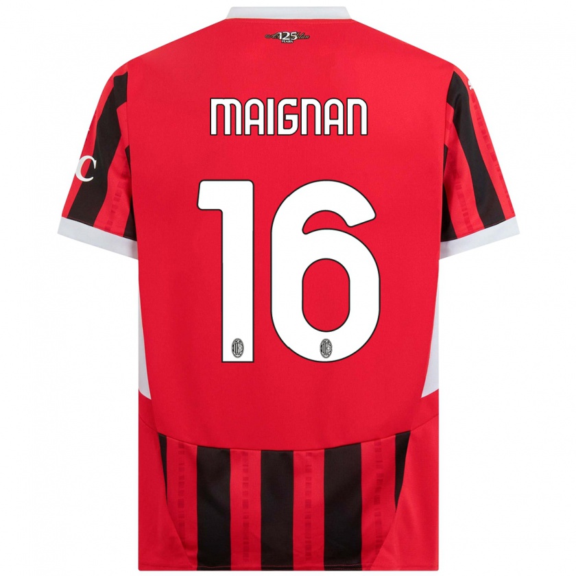 Kandiny Hombre Camiseta Mike Maignan #16 Rojo Negro 1ª Equipación 2024/25 La Camisa Chile