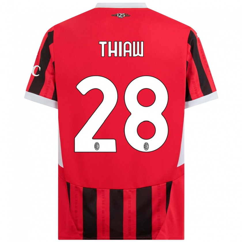 Kandiny Hombre Camiseta Malick Thiaw #28 Rojo Negro 1ª Equipación 2024/25 La Camisa Chile