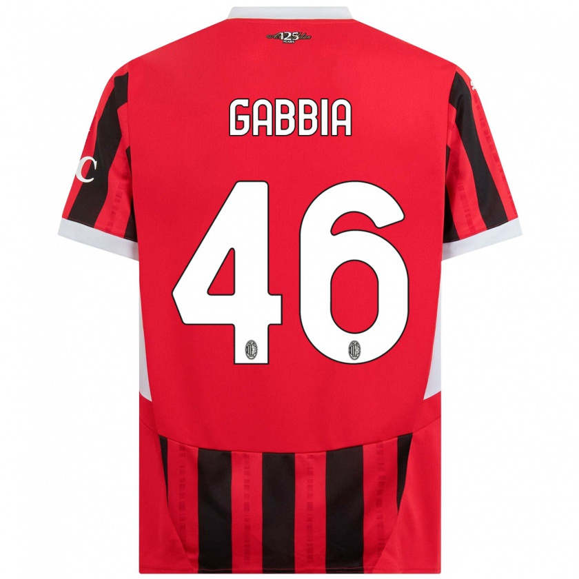 Kandiny Hombre Camiseta Matteo Gabbia #46 Rojo Negro 1ª Equipación 2024/25 La Camisa Chile