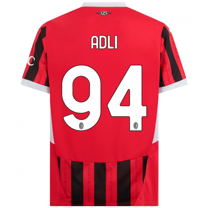 Kandiny Hombre Camiseta Yacine Adli #94 Rojo Negro 1ª Equipación 2024/25 La Camisa Chile