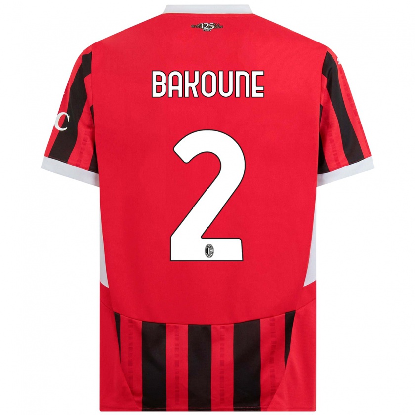 Kandiny Hombre Camiseta Adam Bakoune #2 Rojo Negro 1ª Equipación 2024/25 La Camisa Chile