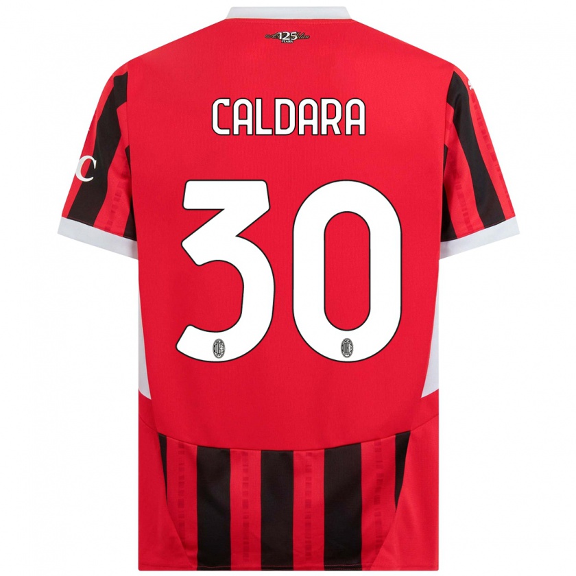 Kandiny Hombre Camiseta Mattia Caldara #30 Rojo Negro 1ª Equipación 2024/25 La Camisa Chile