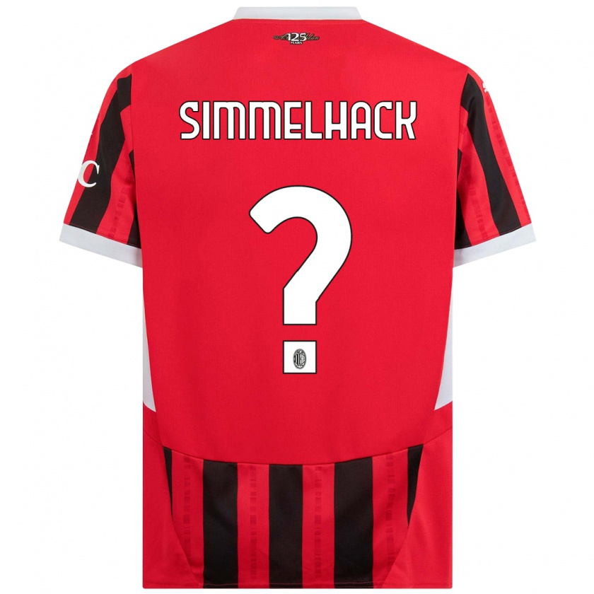 Kandiny Hombre Camiseta Alexander Simmelhack #0 Rojo Negro 1ª Equipación 2024/25 La Camisa Chile