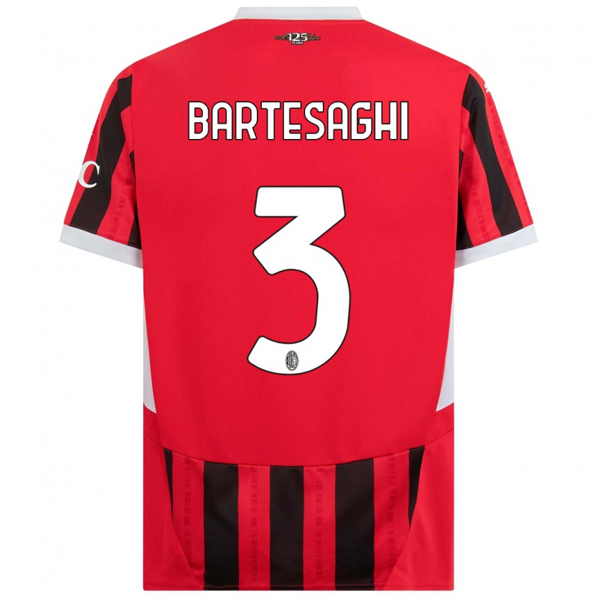 Kandiny Hombre Camiseta Davide Bartesaghi #3 Rojo Negro 1ª Equipación 2024/25 La Camisa Chile