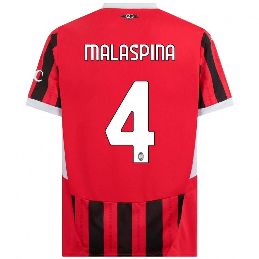 Kandiny Hombre Camiseta Mattia Malaspina #4 Rojo Negro 1ª Equipación 2024/25 La Camisa Chile