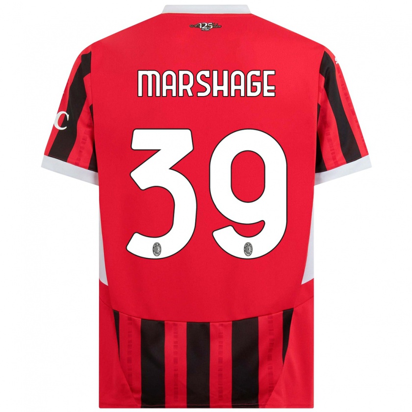 Kandiny Hombre Camiseta Wilgot Marshage #39 Rojo Negro 1ª Equipación 2024/25 La Camisa Chile