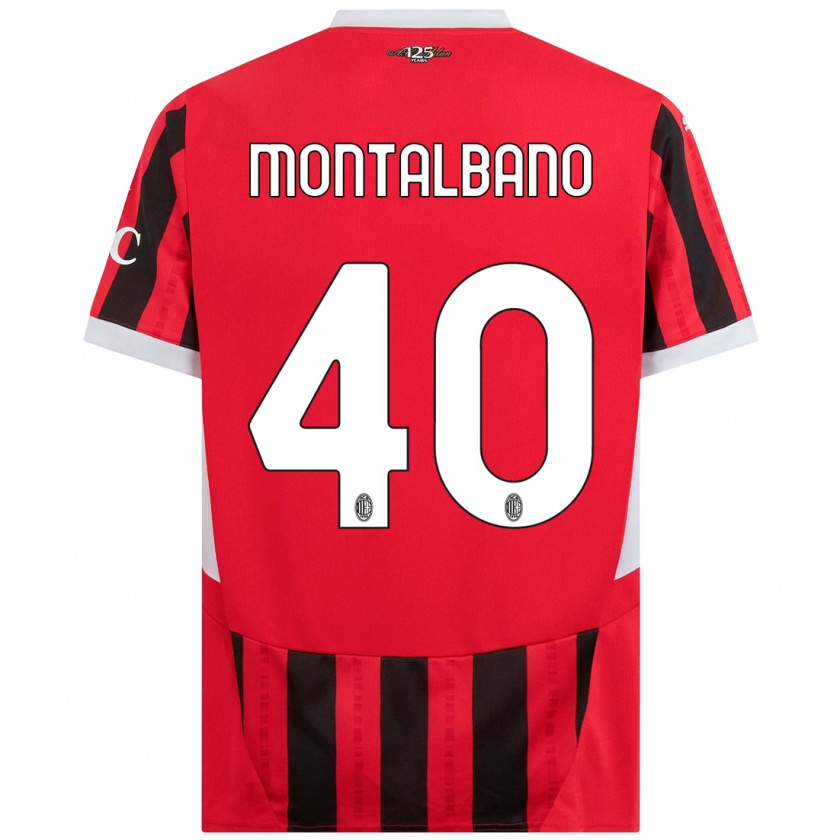 Kandiny Hombre Camiseta Nicolo Montalbano #40 Rojo Negro 1ª Equipación 2024/25 La Camisa Chile