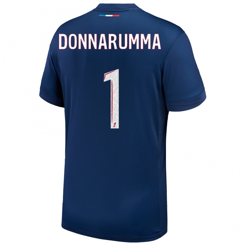 Kandiny Hombre Camiseta Gianluigi Donnarumma #1 Azul Marino Blanco 1ª Equipación 2024/25 La Camisa Chile