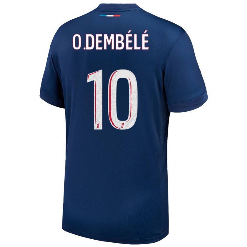 Kandiny Hombre Camiseta Ousmane Dembélé #10 Azul Marino Blanco 1ª Equipación 2024/25 La Camisa Chile