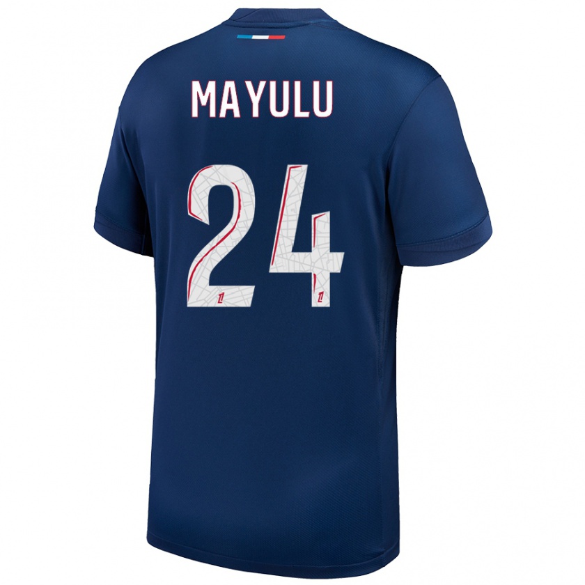 Kandiny Hombre Camiseta Senny Mayulu #24 Azul Marino Blanco 1ª Equipación 2024/25 La Camisa Chile