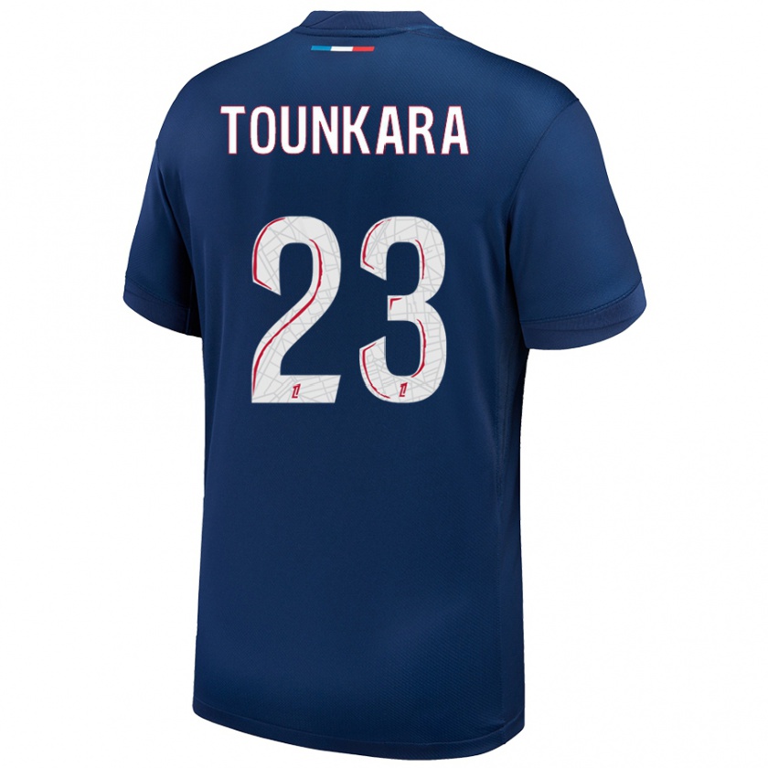 Kandiny Hombre Camiseta Aïssatou Tounkara #23 Azul Marino Blanco 1ª Equipación 2024/25 La Camisa Chile