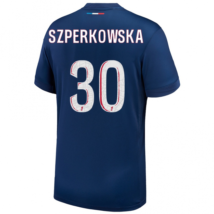 Kandiny Hombre Camiseta Oliwia Szperkowska #30 Azul Marino Blanco 1ª Equipación 2024/25 La Camisa Chile