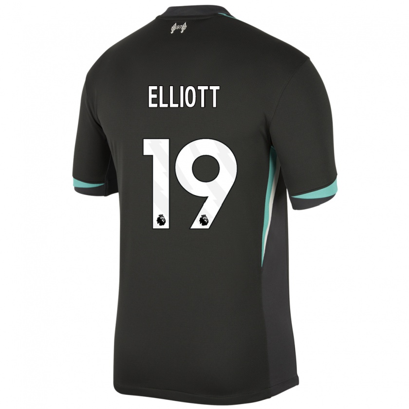 Kandiny Hombre Camiseta Harvey Elliott #19 Negro Antracita Blanco 2ª Equipación 2024/25 La Camisa Chile