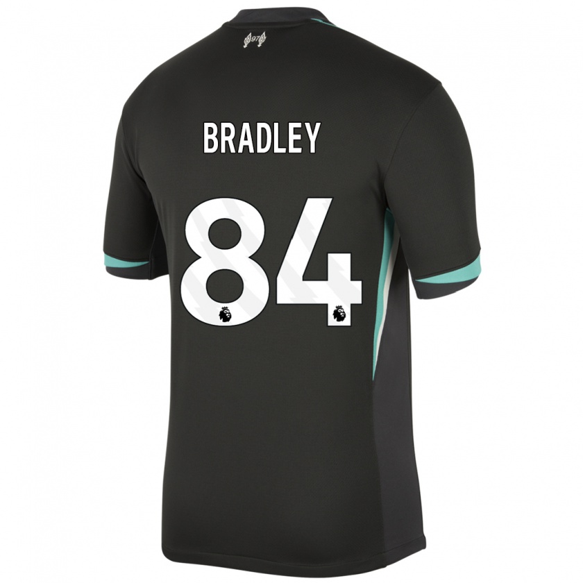 Kandiny Hombre Camiseta Conor Bradley #84 Negro Antracita Blanco 2ª Equipación 2024/25 La Camisa Chile