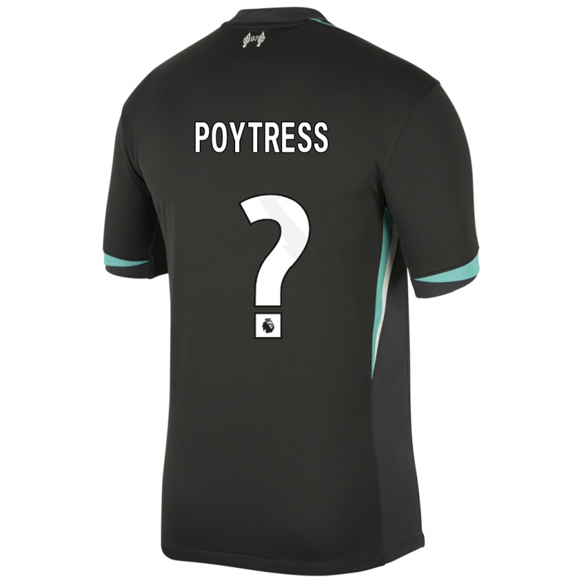 Kandiny Hombre Camiseta Jacob Poytress #0 Negro Antracita Blanco 2ª Equipación 2024/25 La Camisa Chile