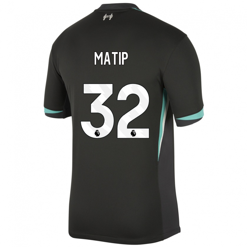 Kandiny Hombre Camiseta Joel Matip #32 Negro Antracita Blanco 2ª Equipación 2024/25 La Camisa Chile