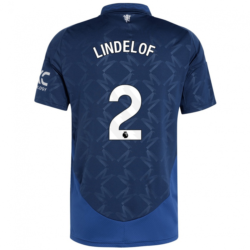 Kandiny Hombre Camiseta Victor Lindelöf #2 Índigo 2ª Equipación 2024/25 La Camisa Chile