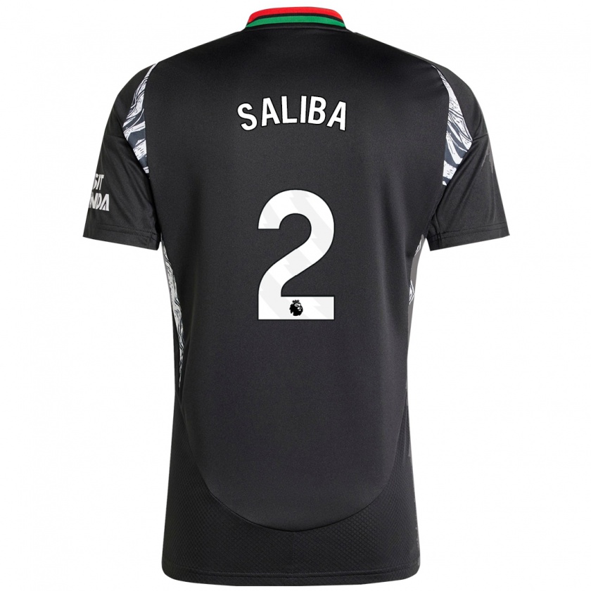 Kandiny Hombre Camiseta William Saliba #2 Negro 2ª Equipación 2024/25 La Camisa Chile