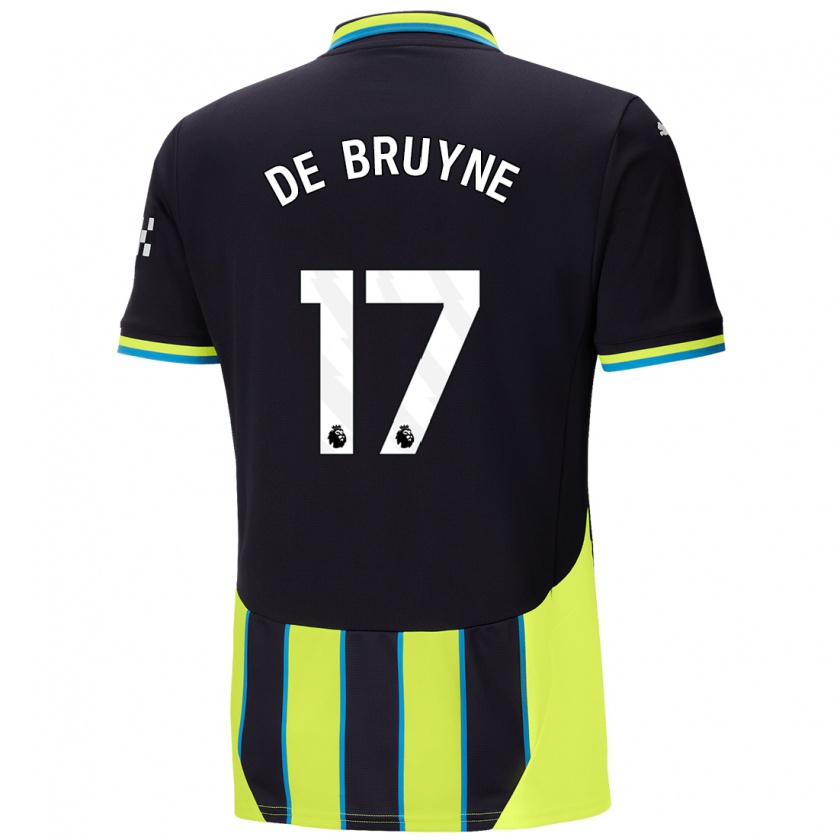 Kandiny Hombre Camiseta Kevin De Bruyne #17 Azul Amarillo 2ª Equipación 2024/25 La Camisa Chile