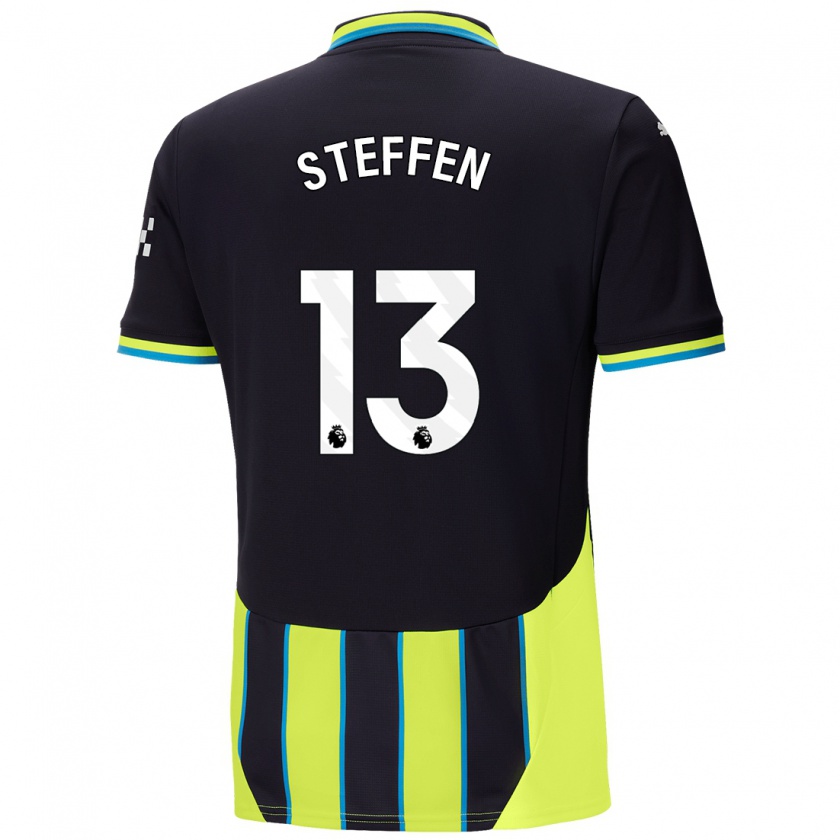 Kandiny Hombre Camiseta Zack Steffen #13 Azul Amarillo 2ª Equipación 2024/25 La Camisa Chile