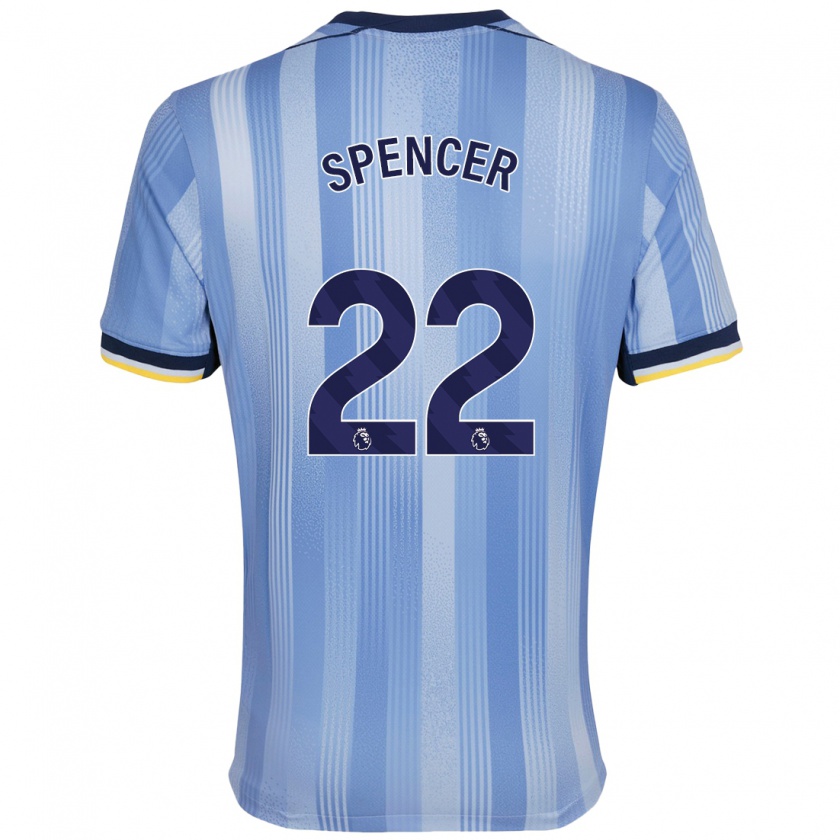 Kandiny Hombre Camiseta Rebecca Spencer #22 Azul Claro 2ª Equipación 2024/25 La Camisa Chile