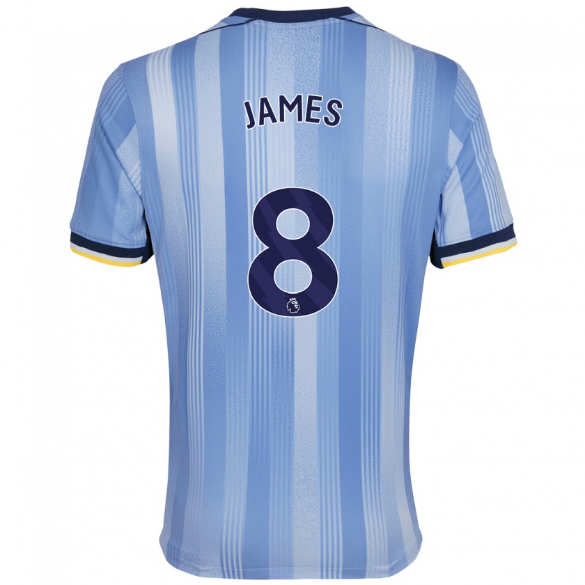 Kandiny Hombre Camiseta Angharad James #8 Azul Claro 2ª Equipación 2024/25 La Camisa Chile