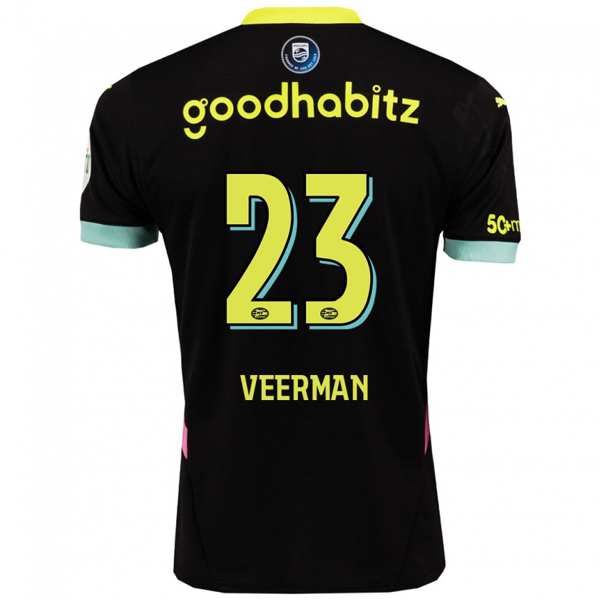 Kandiny Hombre Camiseta Joey Veerman #23 Negro Amarillo 2ª Equipación 2024/25 La Camisa Chile