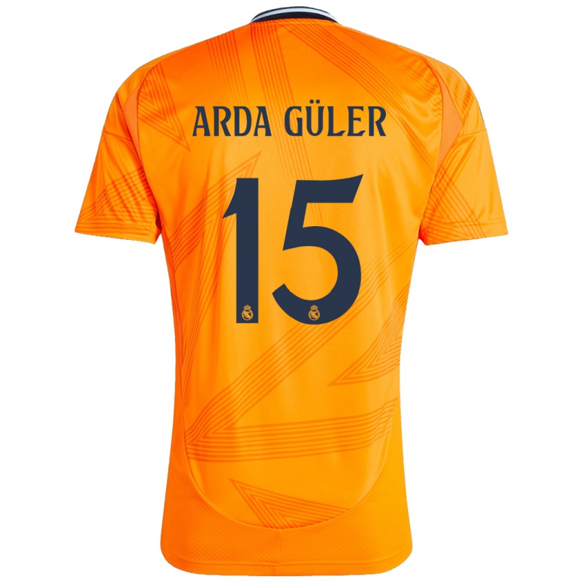 Kandiny Hombre Camiseta Arda Güler #15 Naranja 2ª Equipación 2024/25 La Camisa Chile