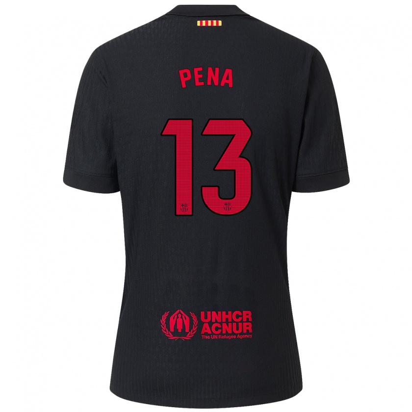 Kandiny Hombre Camiseta Iñaki Peña #13 Negro Rojo 2ª Equipación 2024/25 La Camisa Chile