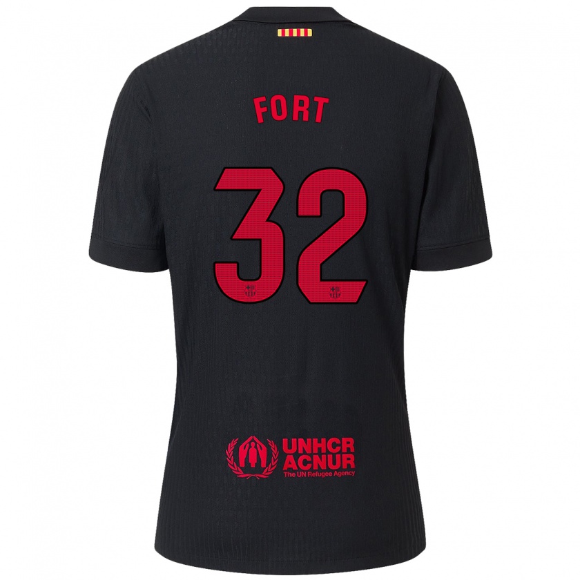 Kandiny Hombre Camiseta Héctor Fort #32 Negro Rojo 2ª Equipación 2024/25 La Camisa Chile