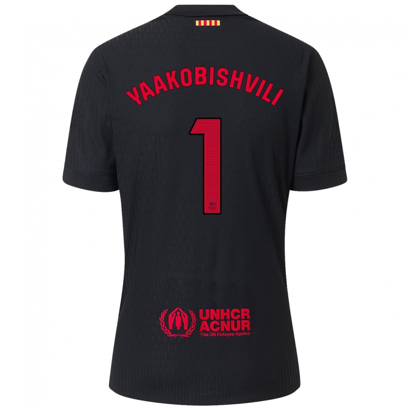 Kandiny Hombre Camiseta Áron Yaakobishvili #1 Negro Rojo 2ª Equipación 2024/25 La Camisa Chile