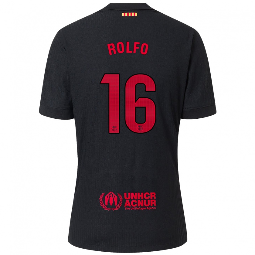 Kandiny Hombre Camiseta Fridolina Rolfö #16 Negro Rojo 2ª Equipación 2024/25 La Camisa Chile