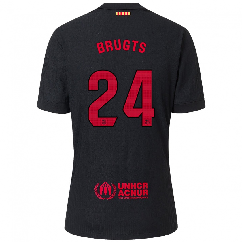 Kandiny Hombre Camiseta Esmee Brugts #24 Negro Rojo 2ª Equipación 2024/25 La Camisa Chile