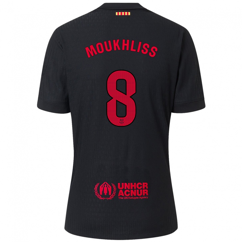 Kandiny Hombre Camiseta Moha Moukhliss #8 Negro Rojo 2ª Equipación 2024/25 La Camisa Chile