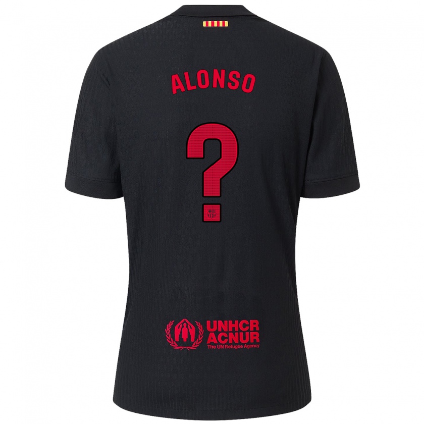 Kandiny Hombre Camiseta Aáron Alonso #0 Negro Rojo 2ª Equipación 2024/25 La Camisa Chile