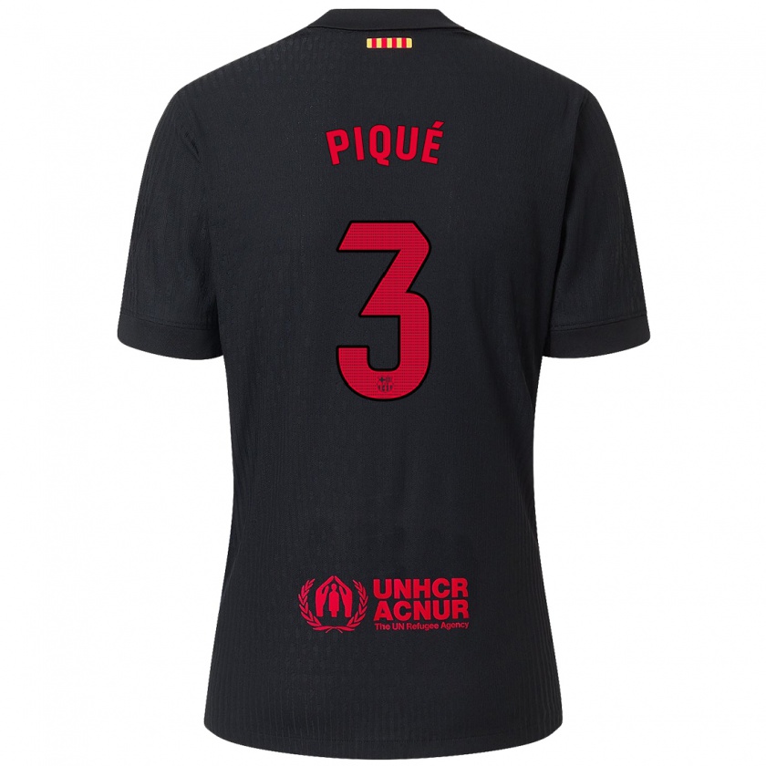 Kandiny Hombre Camiseta Gerard Pique #3 Negro Rojo 2ª Equipación 2024/25 La Camisa Chile