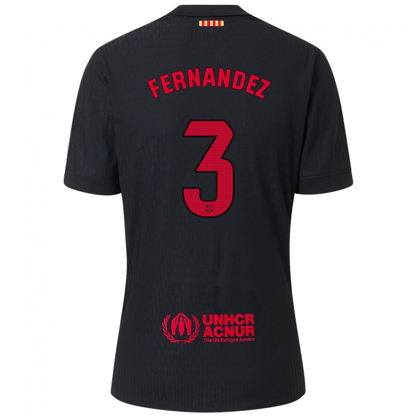 Kandiny Hombre Camiseta Jana Fernandez #3 Negro Rojo 2ª Equipación 2024/25 La Camisa Chile