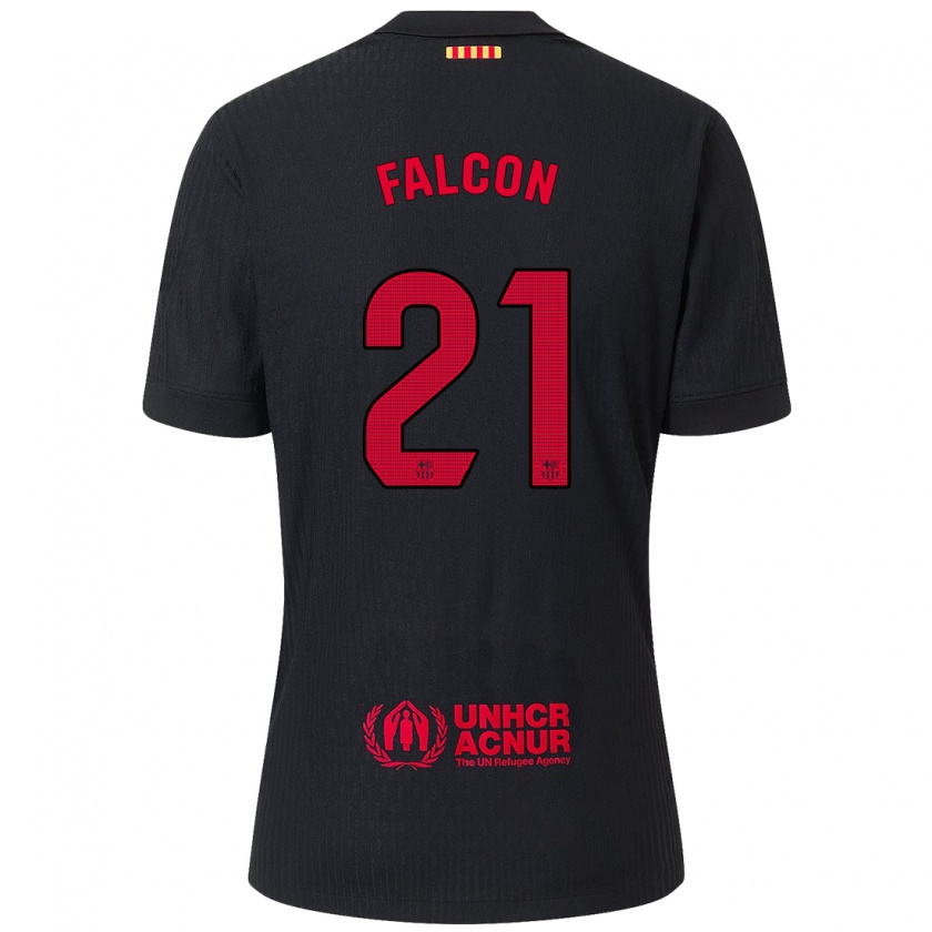 Kandiny Hombre Camiseta Andrea Falcon #21 Negro Rojo 2ª Equipación 2024/25 La Camisa Chile