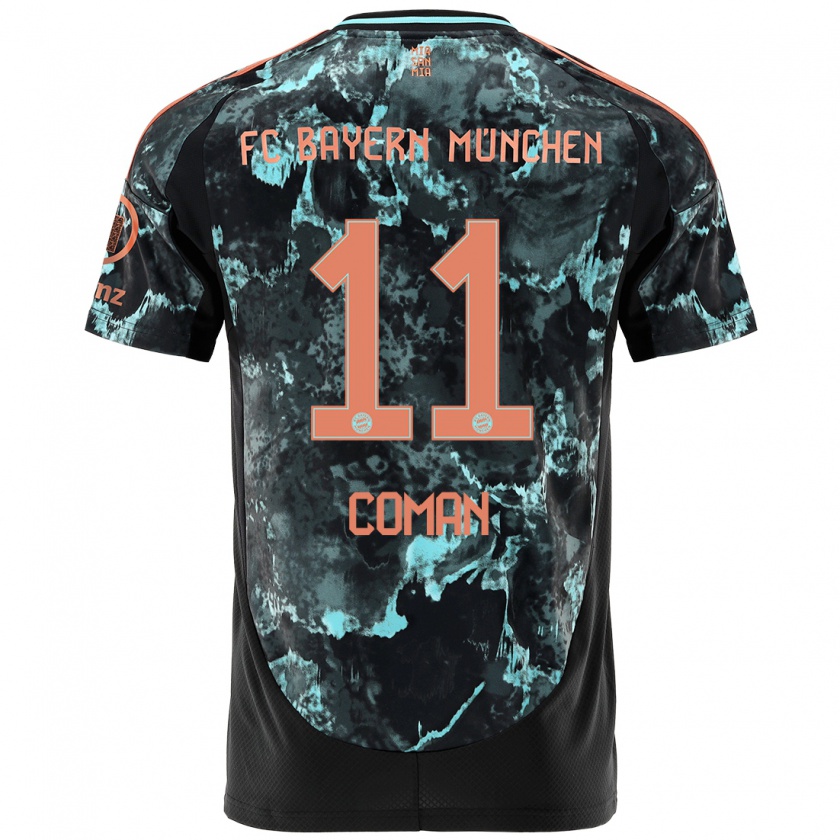 Kandiny Hombre Camiseta Kingsley Coman #11 Negro 2ª Equipación 2024/25 La Camisa Chile