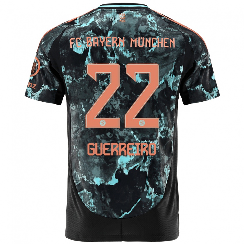 Kandiny Hombre Camiseta Raphaël Guerreiro #22 Negro 2ª Equipación 2024/25 La Camisa Chile