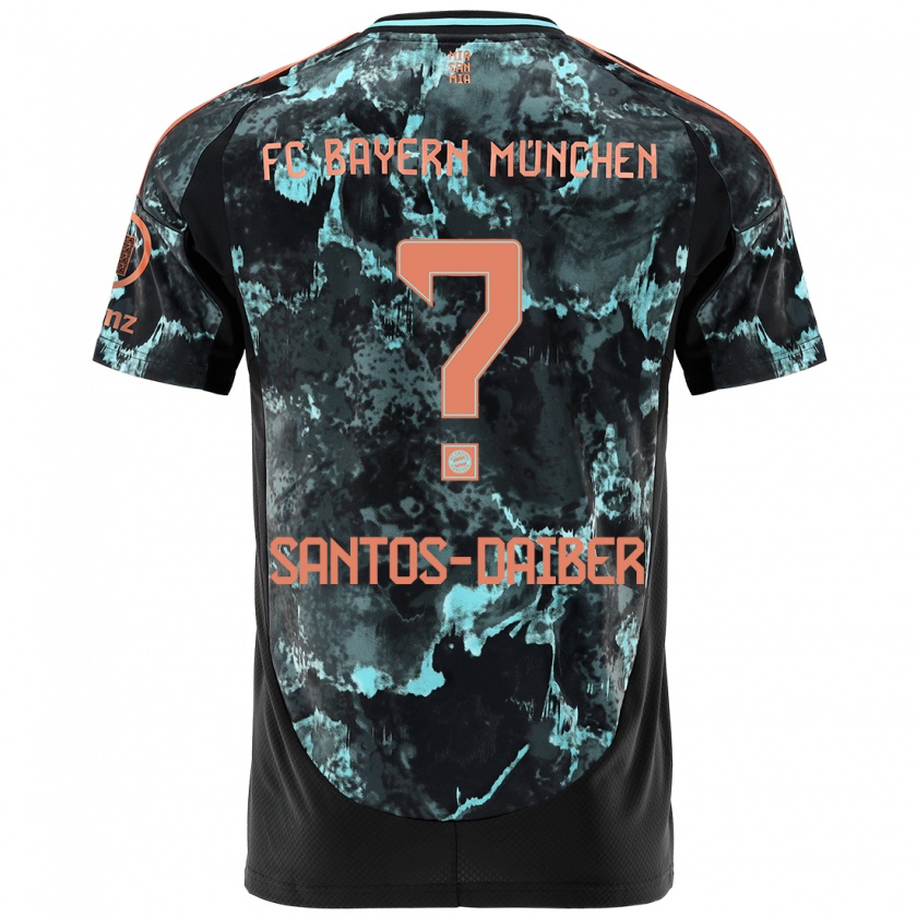 Kandiny Hombre Camiseta David Santos-Daiber #0 Negro 2ª Equipación 2024/25 La Camisa Chile