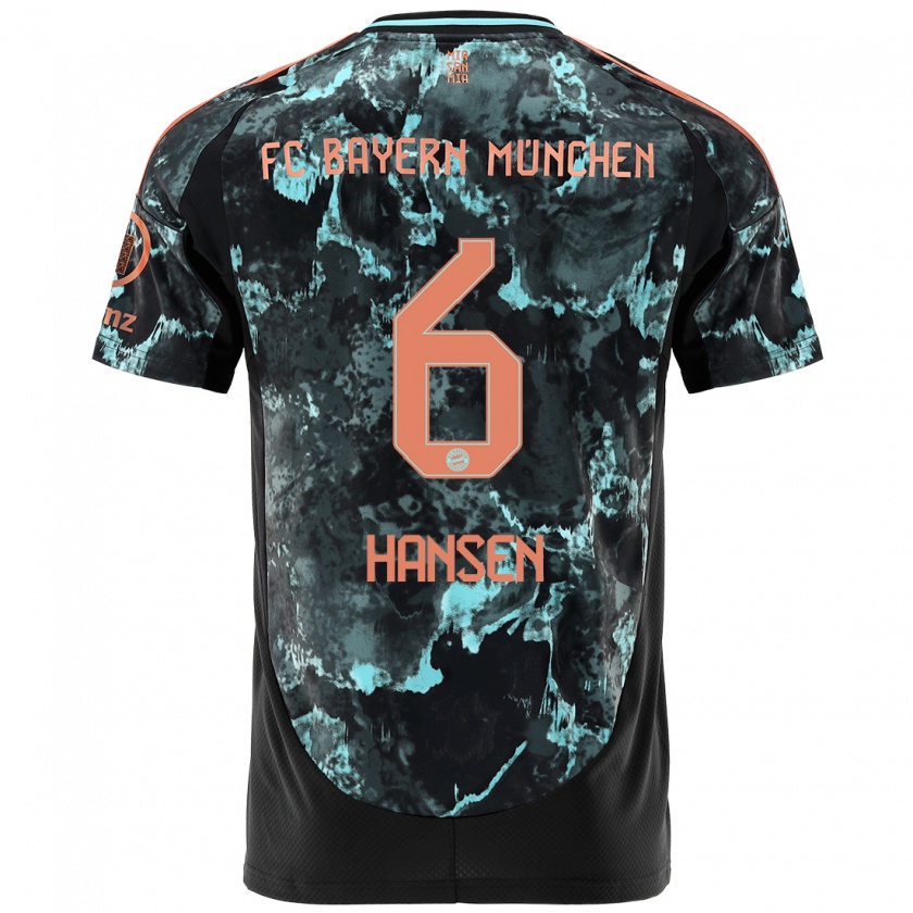 Kandiny Hombre Camiseta Tuva Hansen #6 Negro 2ª Equipación 2024/25 La Camisa Chile