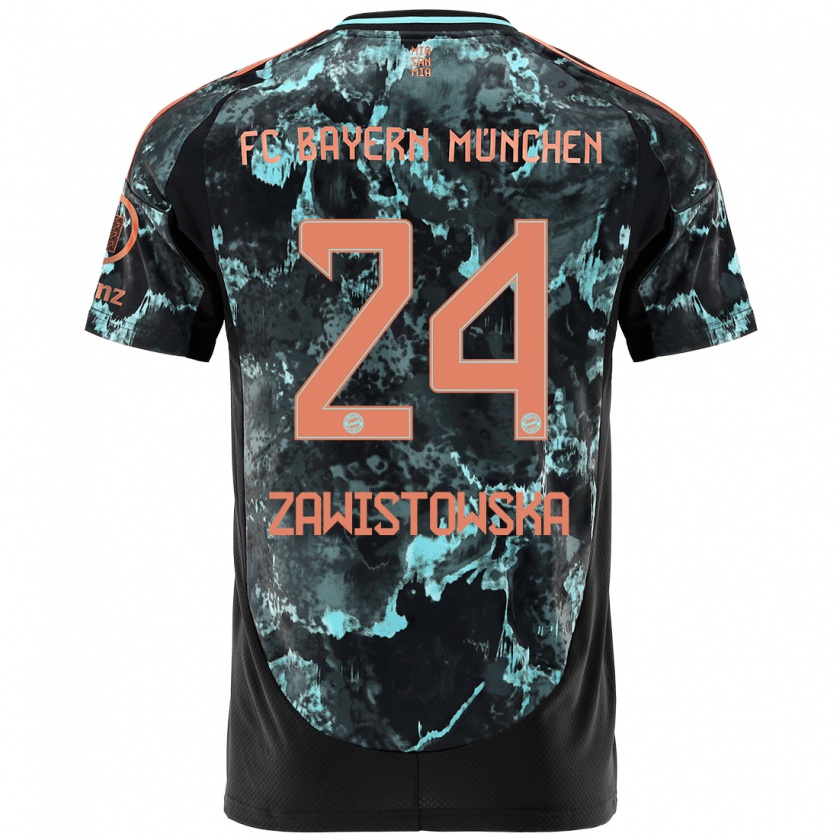 Kandiny Hombre Camiseta Weronika Zawistowska #24 Negro 2ª Equipación 2024/25 La Camisa Chile