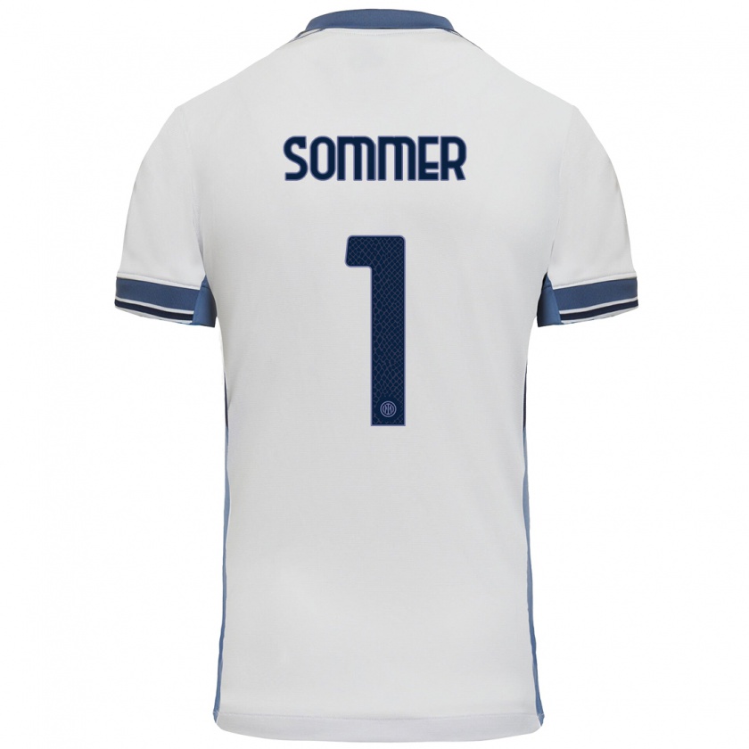 Kandiny Hombre Camiseta Yann Sommer #1 Blanco Gris 2ª Equipación 2024/25 La Camisa Chile