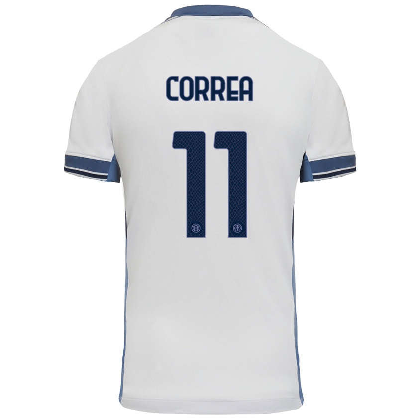 Kandiny Hombre Camiseta Joaquín Correa #11 Blanco Gris 2ª Equipación 2024/25 La Camisa Chile