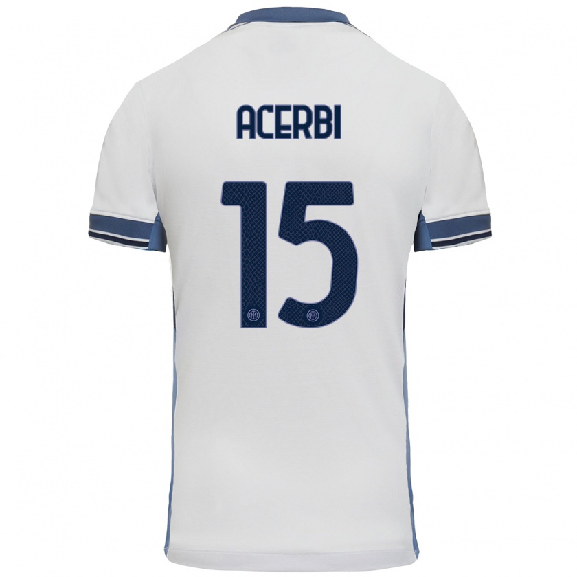 Kandiny Hombre Camiseta Francesco Acerbi #15 Blanco Gris 2ª Equipación 2024/25 La Camisa Chile