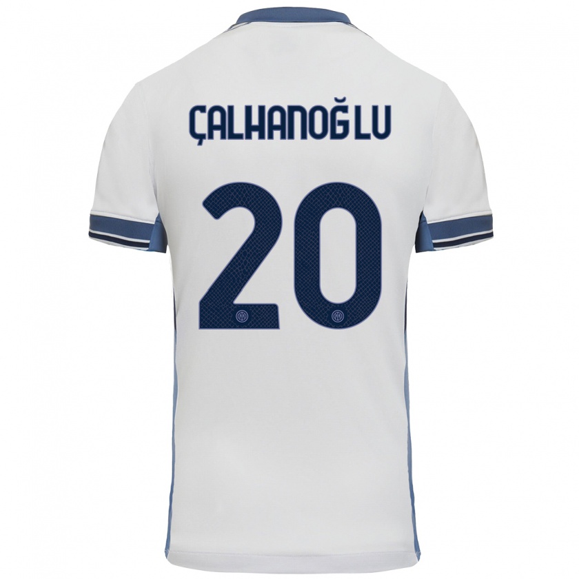 Kandiny Hombre Camiseta Hakan Çalhanoğlu #20 Blanco Gris 2ª Equipación 2024/25 La Camisa Chile