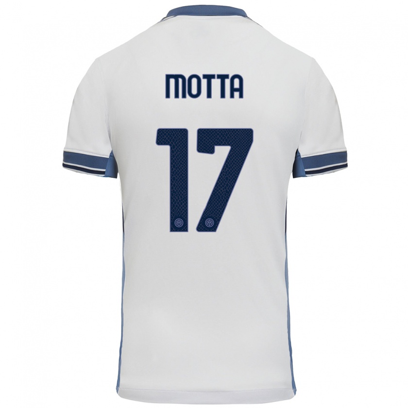 Kandiny Hombre Camiseta Matteo Motta #17 Blanco Gris 2ª Equipación 2024/25 La Camisa Chile