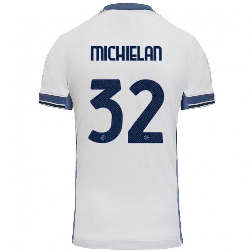 Kandiny Hombre Camiseta Mattia Michielan #32 Blanco Gris 2ª Equipación 2024/25 La Camisa Chile